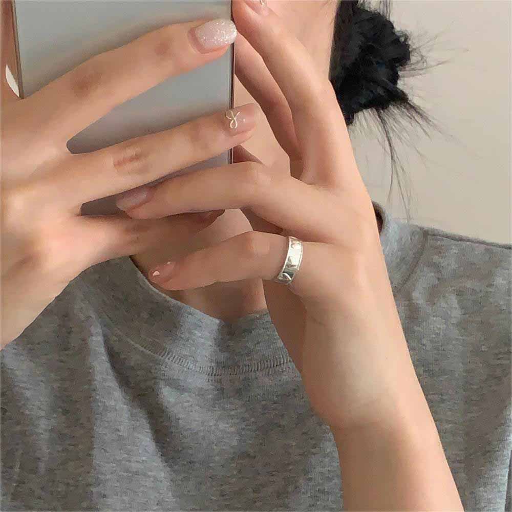 Elegant Heart Pattern 925 Sterling Silver Adjustable Ring