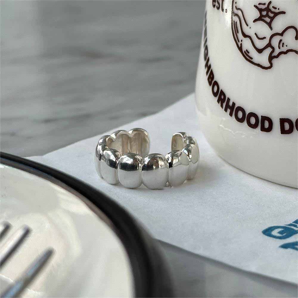 Modern Oval Geometry 925 Sterling Silver Adjustable Ring
