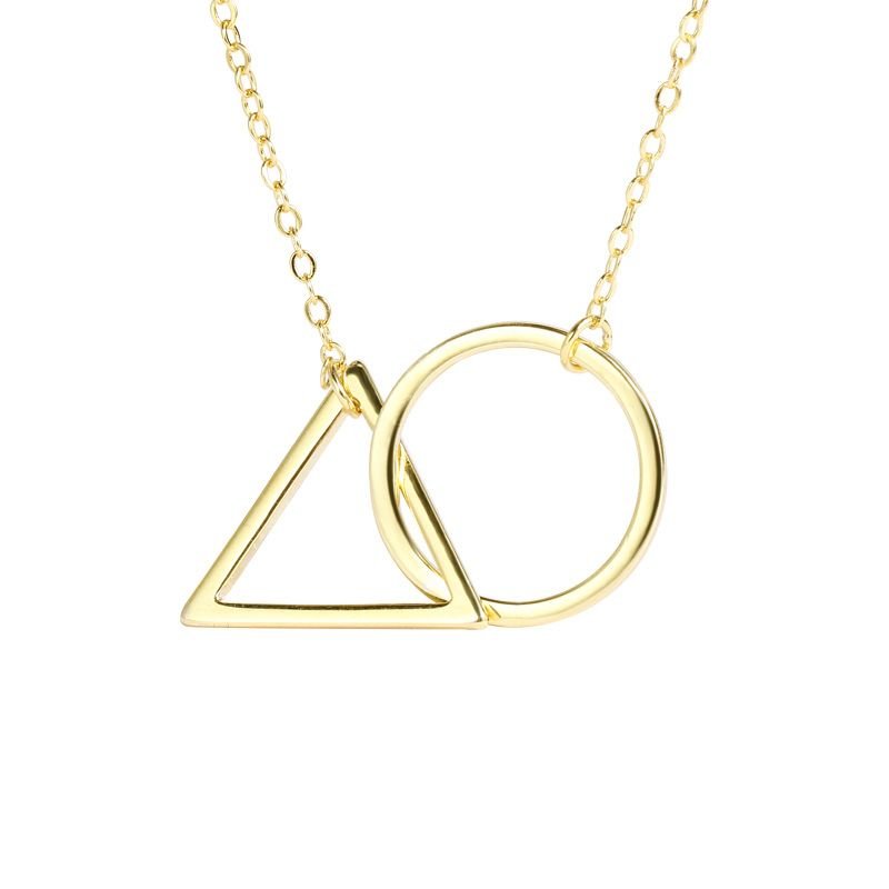 Geometric Round Triangle Linked 925 Sterling Silver Necklace