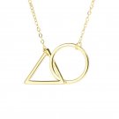 Geometric Round Triangle Linked 925 Sterling Silver Necklace