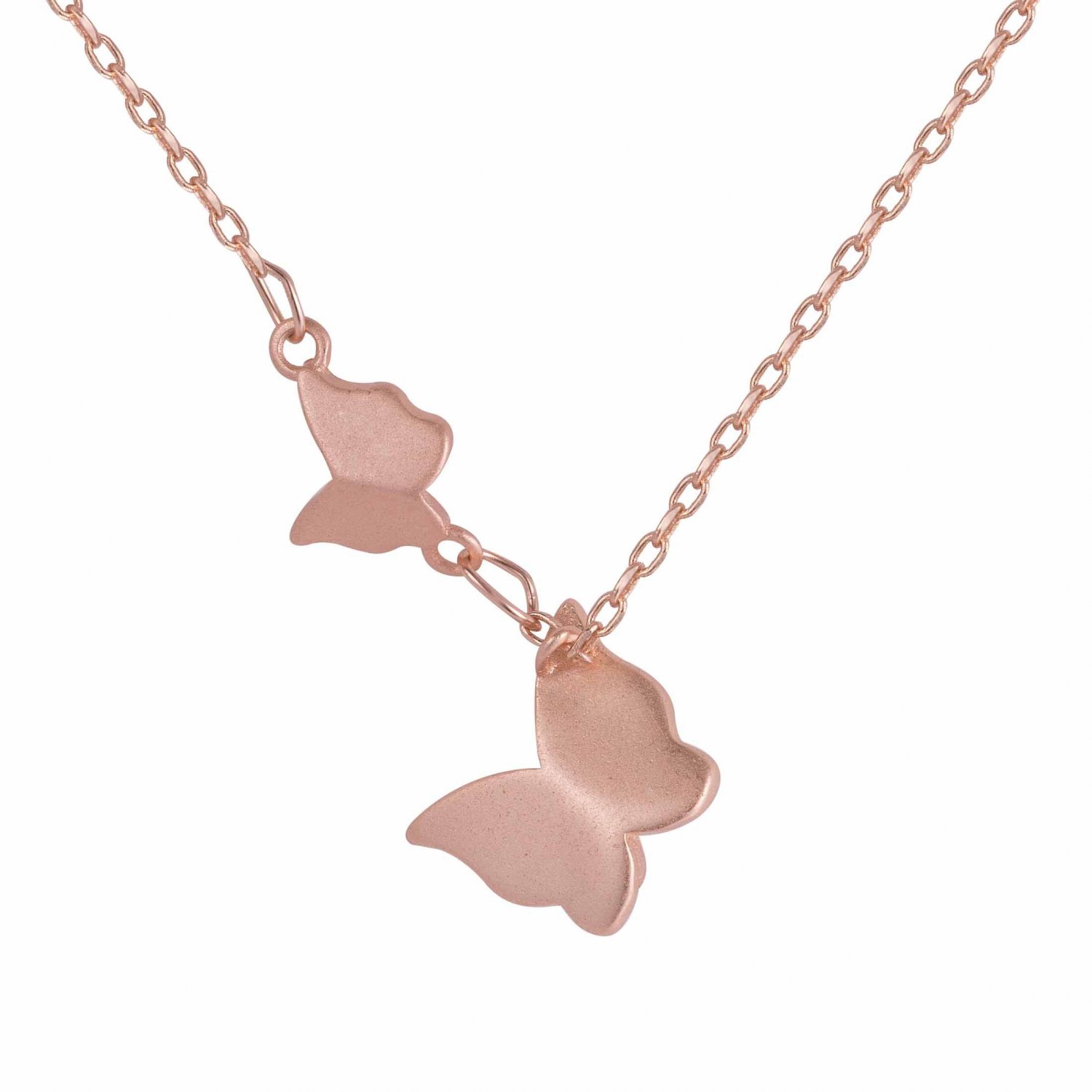 Mother Child Butterfly Solid 925 Sterling Silver Chocker Necklace