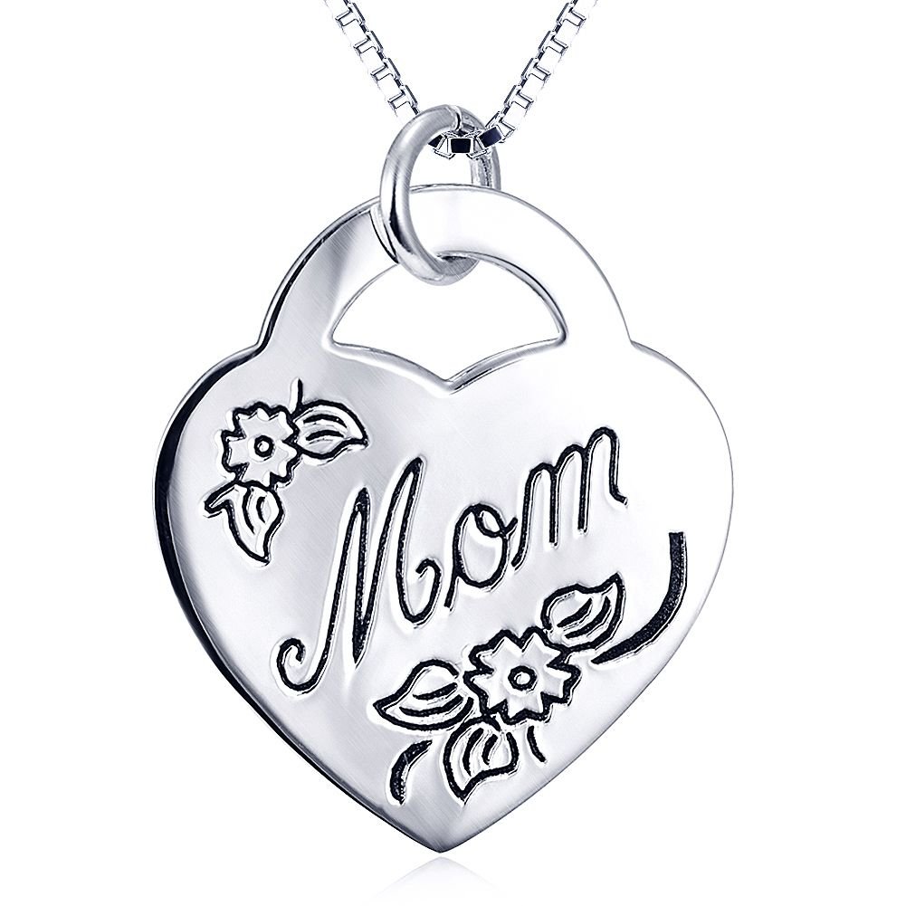 Love Mom Heart-shaped Chic 925 Sterling Silver Necklace