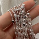 Round Shining Beads Curb Chain 925 Sterling Silver Stacker Necklace