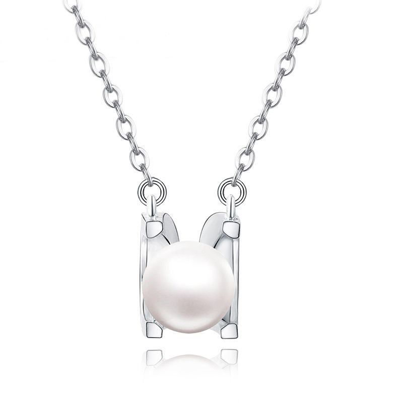 Simple Concise White Shell Pearl 925 Sterling Silver Necklace