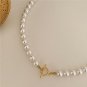 Women’s Round Pearl OT Clasp 925 Sterling Silver Necklace