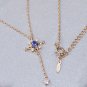 Shine Sun Blue CZ 925 Sterling Silver Golden Necklace