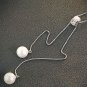 925 Sterling Silver White Shell Pearl Sweater Chain Necklace