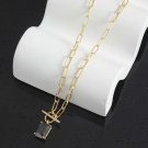 Geometry Black CZ Square OT 925 Sterling Silver Necklace