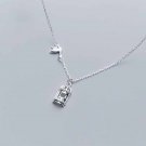 Cute CZ Bird Cage 925 Sterling Silver Necklace