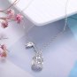 Cute CZ Bird Cage 925 Sterling Silver Necklace