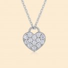 Girl Gift Moissanite CZ Heart Lock 925 Sterling Silver Necklace