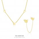 Beautiful Girl Flying Butterfly 925 Sterling Silver Necklace Double Hole Earring