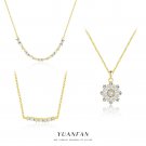Women Geometry CZ Golden Snowflake 925 Sterling Silver Necklace