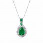 Women Elegant Created Emerald Waterdrop CZ 925 Sterling Silver Necklace