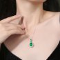 Women Elegant Created Emerald Waterdrop CZ 925 Sterling Silver Necklace