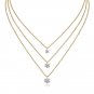 Women Elegant Triple Layers Moissanite CZ 925 Sterling Silver Necklace