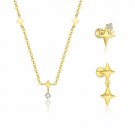 Casual Four Pointed Star 925 Sterling Silver Necklace Earring (Single)