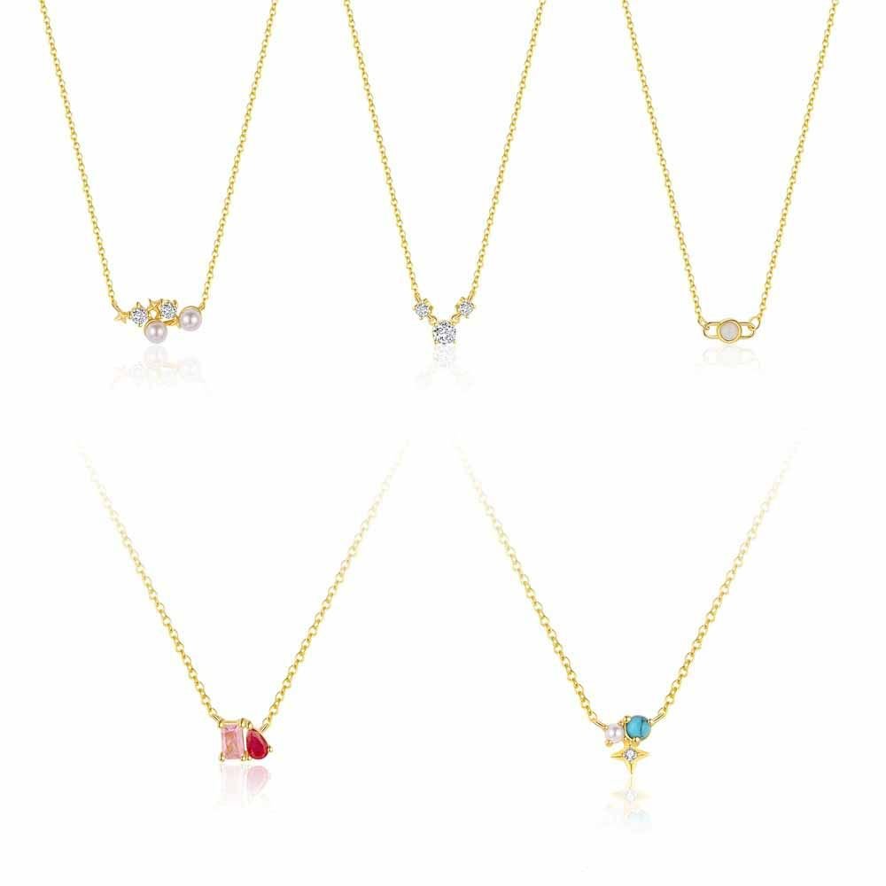 Women Elegant Natural Pearls CZ Star 925 Sterling Silver Necklace
