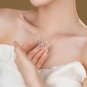 Pink CZ Butterful White Cubic Zirconia Heart Circle Silver Necklace