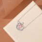 Masculine Pink CZ Heart Shining Tree Branch 925 Sterling Silver Necklace