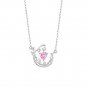 Masculine Pink CZ Heart Shining Tree Branch 925 Sterling Silver Necklace