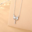 Girl Sweet Shining CZ Bow-Knot 925 Sterling Silver Necklace