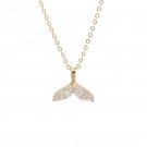 Beautiful Fashion CZ Fish Tail 925 Sterling Silver Necklace