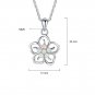 Anniversary Gift White Flower Created Opal 925 Silver Necklace