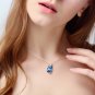 Butterfly Blue Austrian Crystal CZ 925 Sterling Silver Necklace