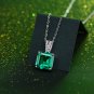 Geometry Simple Created Emerald CZ 925 Sterling Silver Necklace