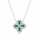 Beautiful CZ Created Emerald Flowers 925 Sterling Silver Necklace Beautiful CZ Created Emerald Flowers 925 Sterling Silver Necklace