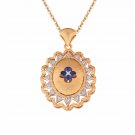 Created Sapphire Four Leaf Clover 925 Sterling Silver Pendant