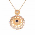 Graduation Created Sapphire Round 925 Sterling Silver Pendant