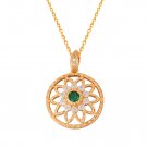 Natural Chlorospinel Cubic Zirconia Hollow Flower 925 Sterling Silver Pendant