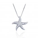 Elegant Cubic Zirconia Star Fish 925 Sterling Silver Pendant
