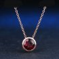 Round Natural Garnet Rose Gold 925 Silver Pendant