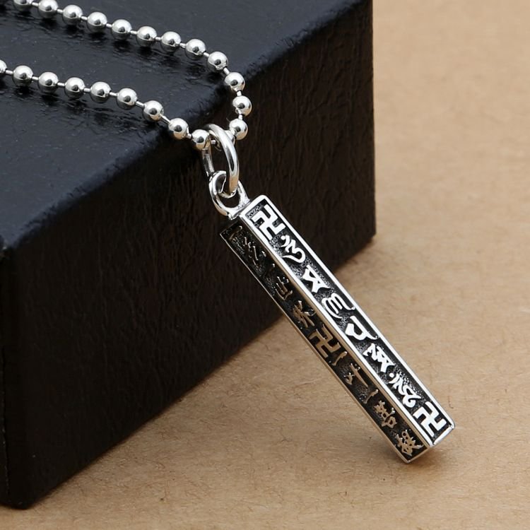 Buddhism Incantation Cube 925 Sterling Silver Pendant