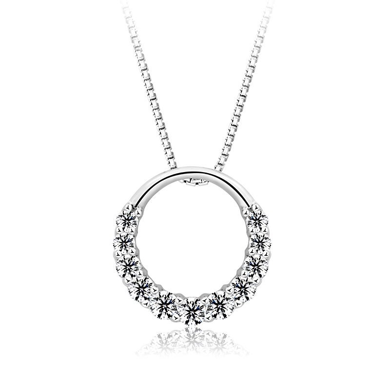 Circle Micro Setting White 925 Sterling Silver Pendant