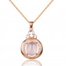 Pink Rose Quartz Micro Setting Rose 925 Sterling Silver Pendant