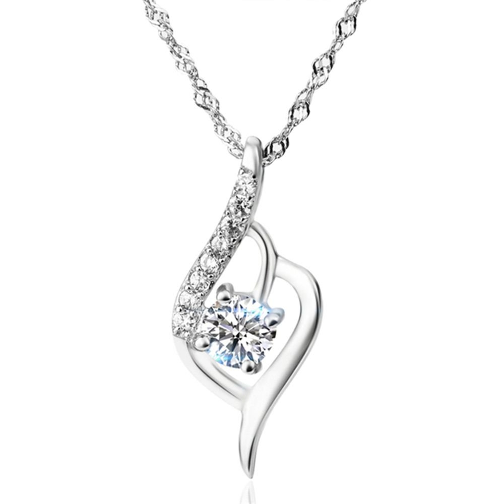 White Water Drop Cubic Zirconia 925 Sterling Silver Pendant