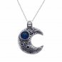 Vintage Planet Crescent Moon 925 Sterling Silver Pendant