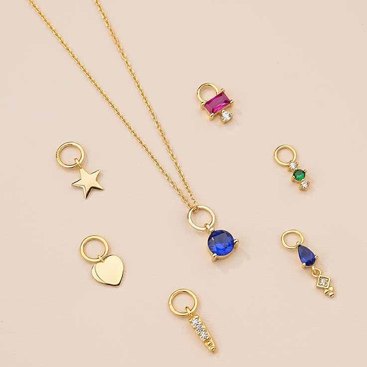 Colorful CZ Round Waterdrop Star Heart CZ 925 Sterling Silver DIY Pendant