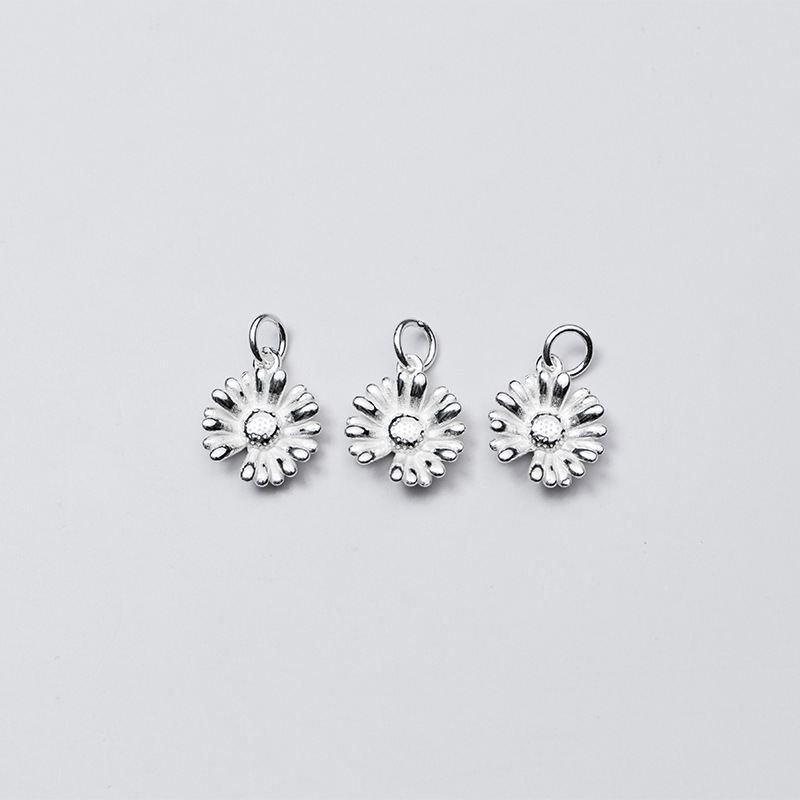 Irregular Chrysanthemum Flower 925 Sterling Silver DIY Pendant