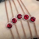 Natural Genuine Red Garnet Micro Setting 925 Sterling Silver Bracelet