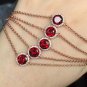 Natural Genuine Red Garnet Micro Setting 925 Sterling Silver Bracelet
