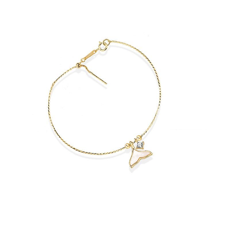 Women Shell Fish Tail CZ 925 Sterling Silver Bracelet