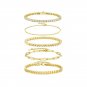 5 Pieces Moissanite CZ Beads Curb Chain Silver Stacker Bracelet