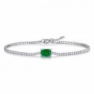 Elegant Created Emerald Baguette CZ 925 Sterling Silver Bracelet