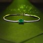Elegant Created Emerald Baguette CZ 925 Sterling Silver Bracelet