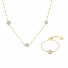 Women Beautiful CZ Flowers 925 Sterling Silver Necklace Bracelet